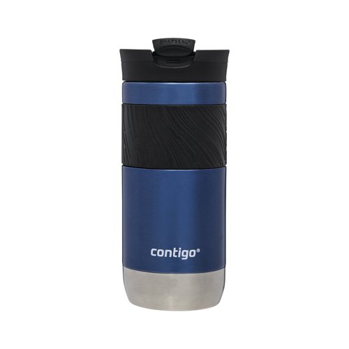 The Contigo Byron 2.0 Snapseal travel mug is a stainless steel vacuum flask, perfect for hot and cold drinks while out and about. With a generous capacity of 470ml, the mug features an easy to clean, removable lid made from BPA-free plastic. This leak-proof tumbler is supplied in a Corn blue finish with stainless steel interior and contrasting black grip band. Keeping drinks hot for up to six hours and cold for up to 12 hours, the Contigo Byron 2.0 travel mug is leak-proof when the lever is in closed position.