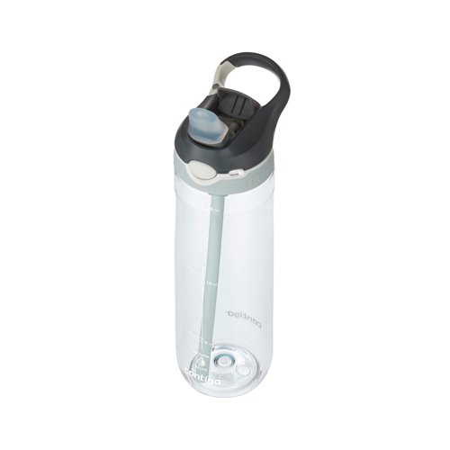 CTG16373 | The Contigo Ashland Autospout Triton drinks bottle features a flip straw which is opened by pressing a button. Ideal for use in school, the gym, on bike rides, running, hiking and more, the Triton sports flask has a generous capacity of 720ml, for keeping the user hydrated. Made from BPA-free, 50% recycled plastic, this bottle is dishwasher-proof and leak-proof when in closed position. Supplied in Macaroon white with etched volume markings.