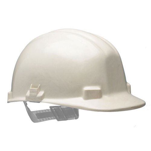 CTN76168 | Centurion Vulcan slip ratchet safety helmet with specialised fibreglass. The Vulcan safety helmet is designed to protect workers where there is a risk from high levels of radiant heat. Made from a polyester resin shell which is glass reinforced plastic (GRP), resistant to radiant temperatures of up to 500C. Comfortable fit with Terylene 6-point cradle and brushed nylon sweatband. Standard EN397:2012.