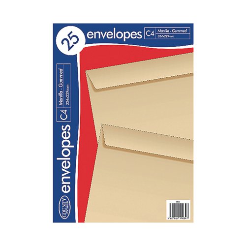 County Stationery C4 Manilla Gummed Envelopes (Pack of 500) C506 Plain Envelopes CTY1033
