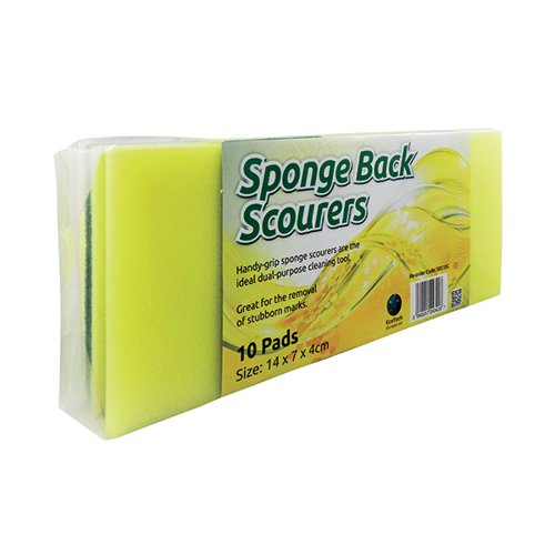 Sponge Back Scourer 140x70x40mm (Pack of 10) SBS100G Washing Up Products CX00377