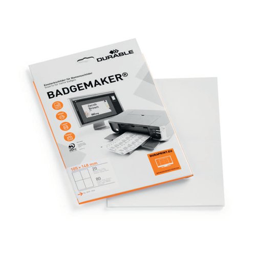 Durable Badgemaker Inserts A6 (Pack of 80) 142002 - Durable (UK) Ltd - DB10825 - McArdle Computer and Office Supplies