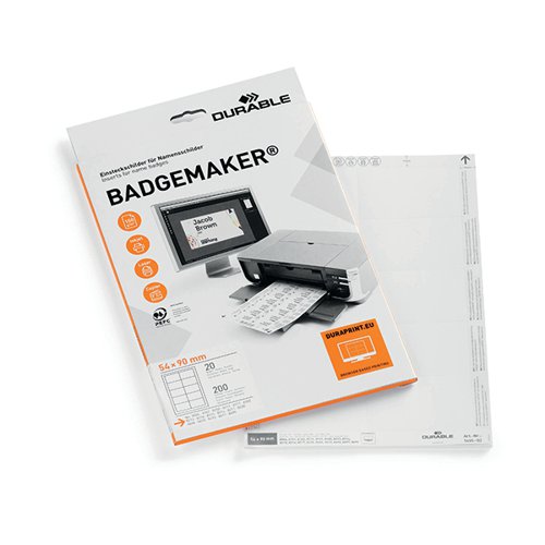 Durable Badgemaker Inserts 54x90mm (Pack of 200) 1455/02