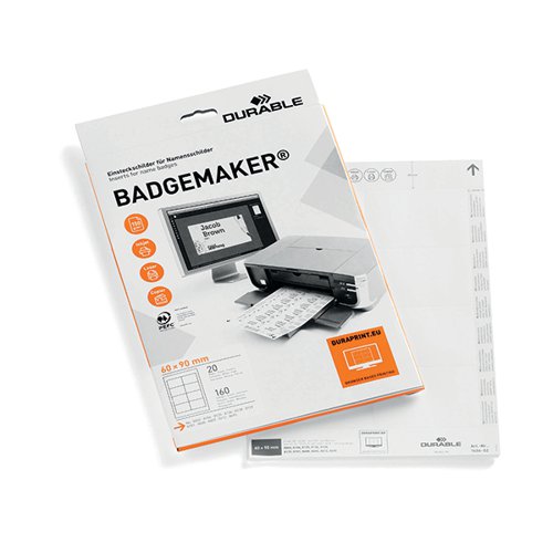 Durable Badgemaker Inserts 60x90mm (Pack of 160) 1456/02
