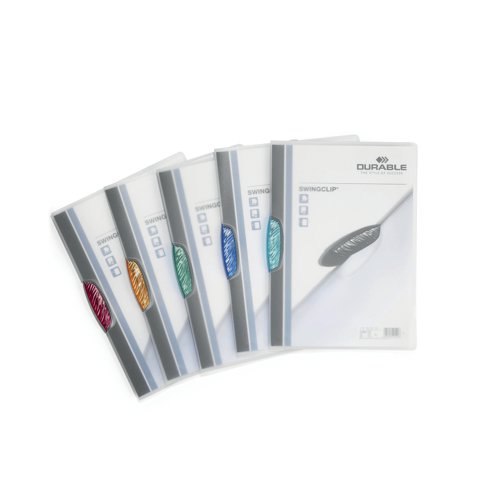 Swingclip is the attractive, fresh clip folder for all presentations and filing without the need for punching any holes. Simply swing the coloured clip outwards, insert papers and close the Swingclip. The folder can store up to 30 sheets of A4 paper. Pack of 25 in assorted colours.
