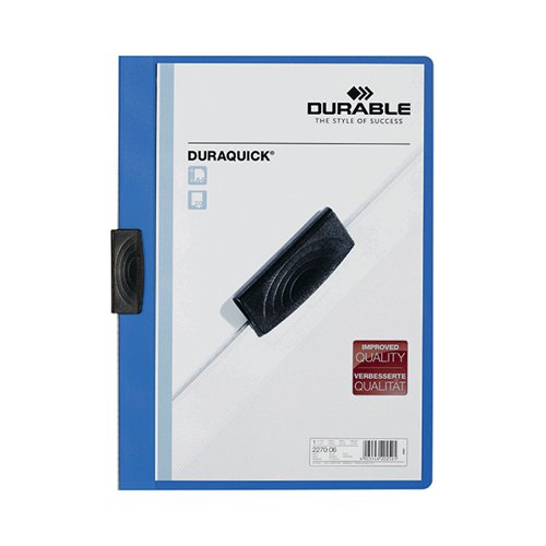 Durable DURAQUICK Clip Folder A4 Blue (Pack of 20) 2270/06 DB227006 Buy online at Office 5Star or contact us Tel 01594 810081 for assistance