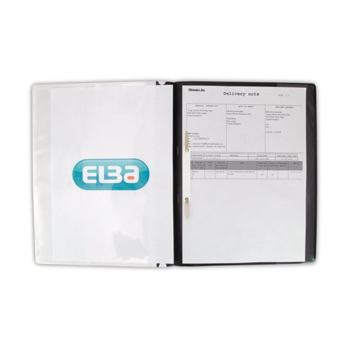 Ideal for filing, presentations, reports and more, these Elba pocket report files are extra wide to fit A4 punched pockets and contain a metal fastener with a 300 micron white polypropylene compressor bar. The folders feature a front cover pocket for personalisation and a 250 micron polypropylene embossed front and back cover. This pack contains 25 black folders.