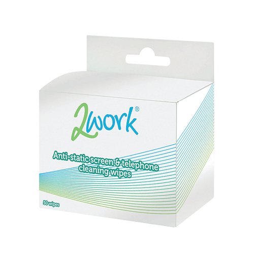 2Work Anti-Static Screen and Telephone Wipes (Pack of 50) DB50342 DB50342 Buy online at Office 5Star or contact us Tel 01594 810081 for assistance