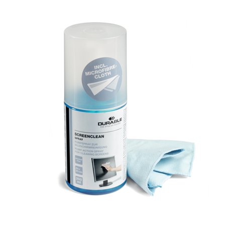Durable Screenclean Cleaning Spray 200ml Can with Microfibre Cloth 582300