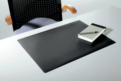 The Durable non-slip desk mat with contoured edges is multi-layered which provides durability and a firm and comfortable writing surface. Measuring W530 x D400mm, the black mat is extremely robust and built to last.