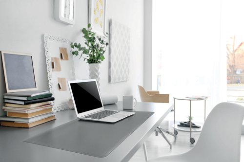 Durable Desk Mat Contoured Edge 650 x 520mm Grey 710310 Durable (UK) Ltd