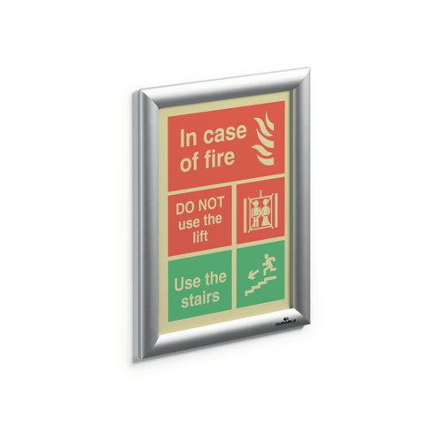With a display area of A4, this Durable wall mounted frame is ideal for the display of posters, signs and information. Featuring mitred corners, the frame is made from lightweight aluminium and can be mounted either horizontally or vertically. Content change is simple, with the easy frame opening and the polystyrene back panel keeps the contents secure. Complete with fixings, this pack contains one silver coloured frame.
