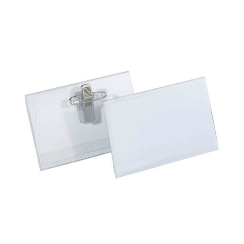Durable Name Badge with Combi Clip 54x90mm Clear (Pack of 50) 810119