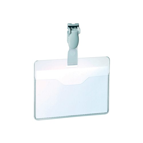 Durable Visitor Badge with Rotating Clip Strap 60x90mm Clear (Pack of 25) 8147/19 Visitors Badge DB814719