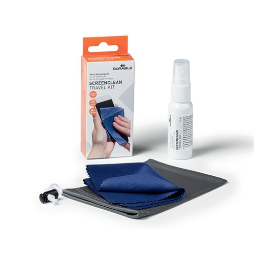 Durable Screenclean Travel Kit Contains 25ml Cleaning Spray Microfibre Cloth Microfibre Bag 584400