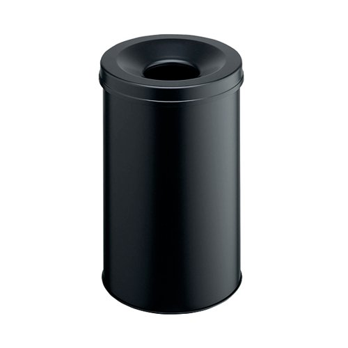 Durable Metal Waste Bin with Fire Extinguishing Lid 30 Litre Black 330601