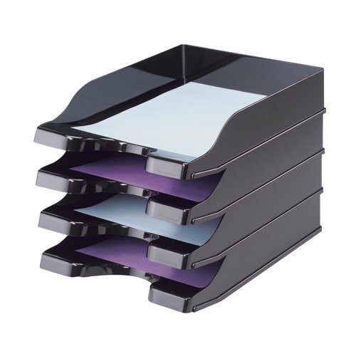DF13001 Deflecto SteriTouch Stacking Letter Tray Black CP130STBLK