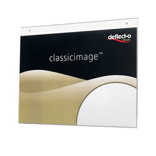 Deflecto Landscape Wall Sign Holder A4 (Pre-drilled for wall mounting) DE469YTCRY
