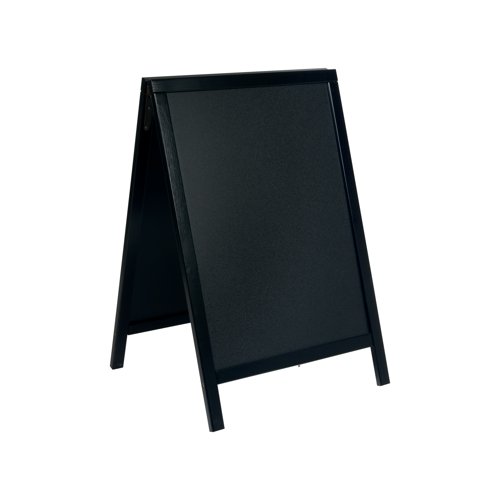 DF49175 Securit Duplo Pavement Chalkboard with Lacquered Black Pinewood Frame 850x545x440mm SBD-BL-85