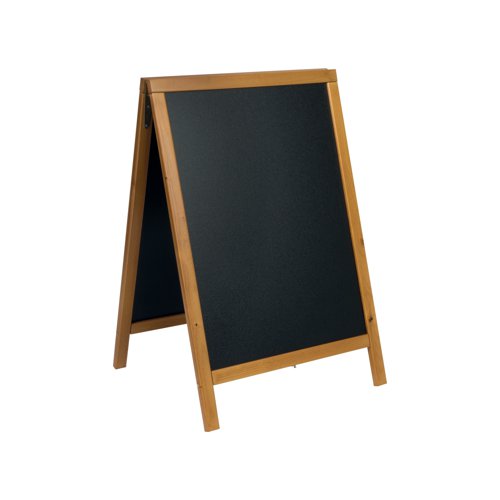 Securit Duplo Double-sided Pavement Chalkboard with Lacquered Teak Frame 570x68x895mm SBDW-TE-85 - DF49568