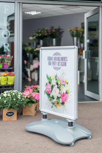 Deflecto A1 Water Based Pavement Display Board with Snap Frame Silver PPA100S - DF90560