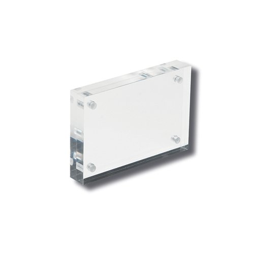 Deflecto Magnetic Block Desktop Business Card Holder Acrylic 15mm MCHBC11