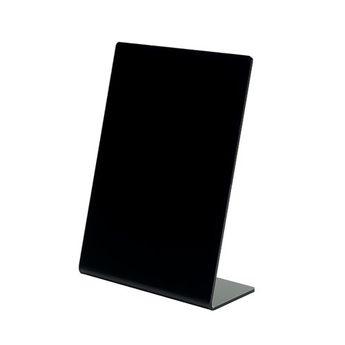 Deflecto Slanted Display Sign Acrylic A5 Portrait Black SSPA514-2