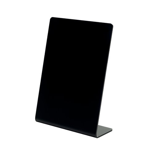 Deflecto Slanted Display Sign Acrylic A6 Portrait Black SSPA614-2