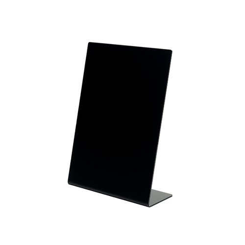 Deflecto Slanted Display Sign Acrylic A4 Portrait Black SSPA414-2