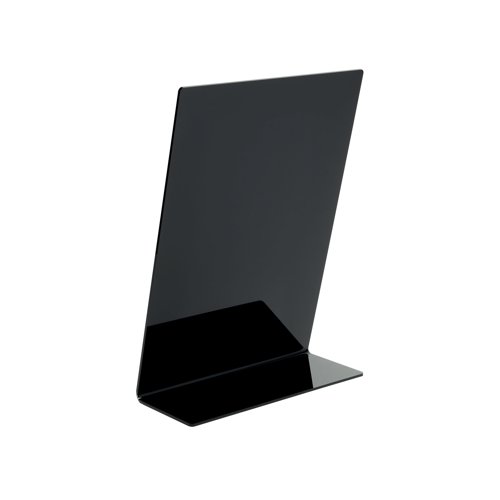 Deflecto Slanted Display Sign Acrylic A4 Portrait Black SSPA414-2 - DF95738