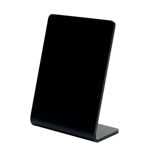 Deflecto Slanted Display Sign Acrylic A7 Portrait Black SSPA714-2