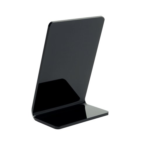 Deflecto Slanted Display Sign Acrylic A7 Portrait Black SSPA714-2