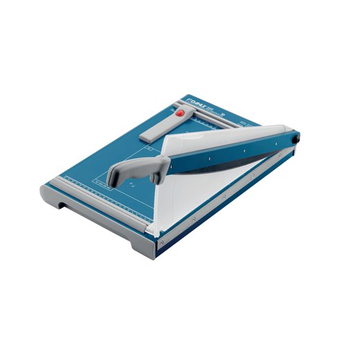 This Dahle Rotary Trimmer offers high quality trimming and cutting whether in the office, at home or school. Combining precision with maximum safety, ease of use and options for tailoring products to suit any specific application. This A4 trimmer has a cutting length of 340mm and a capacity of up to 25 sheets. Featuring a sturdy metal table with rounded edges and non-slip rubber feet for firm standing.