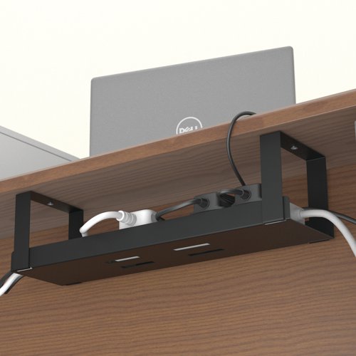 D-Line Desk Cable Tray Steel Black 604562 - D-Line - DL60456 - McArdle Computer and Office Supplies
