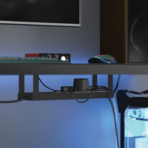 D-Line Desk Cable Tray Steel Black 604562 - D-Line - DL60456 - McArdle Computer and Office Supplies