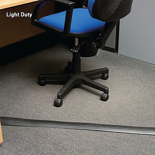 The D-Line light duty floor cable cover reduces the amount of trailing cables that you have in your office, preventing accidents and keeping your office organised. Black in colour, it suits every office without making it look untidy. The back of the cable cover is designed for you not to slip, meaning that you are not trading one accident for another. The inner channel of this cover measures 14x8mm, suitable for a range of common cables.
