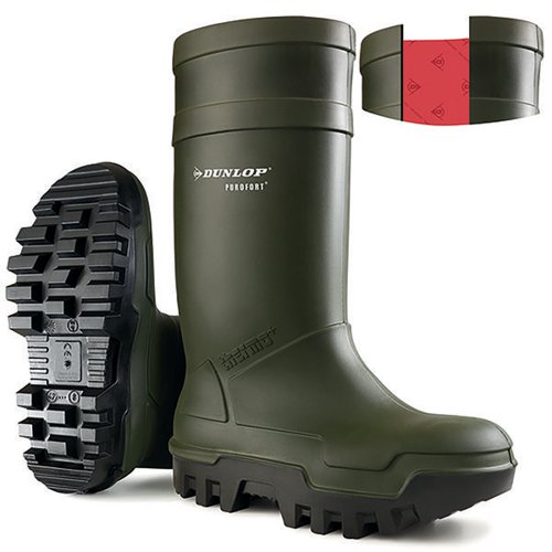 Dunlop Purofort Thermo+ Full Safety Wellington Boots 1 Pair Green 12
