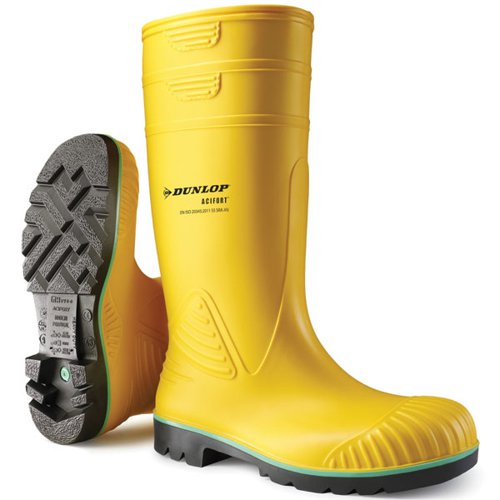 Dunlop Acifort Heavy Duty Waterproof Full Safety Waterproof Boots 1 Pair Yellow 06