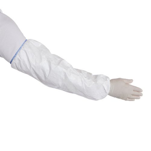 Dupont Tyvek 500 Sleeve. Stitched internal seam. Elastic openings. Blue stitches on upper arm. Certified according to Regulation (EU) 2016/425. Partial body chemical protective clothing, Category III, Type PB [6-B]. EN 14126 (barrier to infective agents). Antistatic treatment (EN 1149-1) - on both sides.
