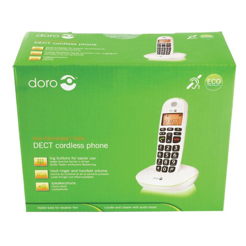 Doro DECT Cordless Telephone Big Button White PHONEEASY 100W DRO05543 Buy online at Office 5Star or contact us Tel 01594 810081 for assistance