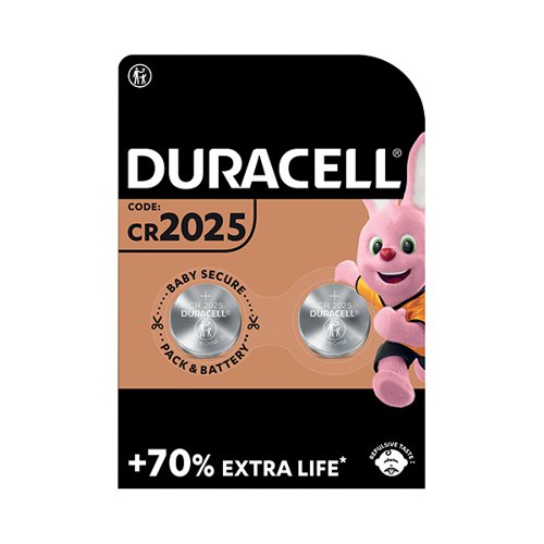 Duracell DL2025 3V Lithium Button Battery (Pack of 2) 75072667