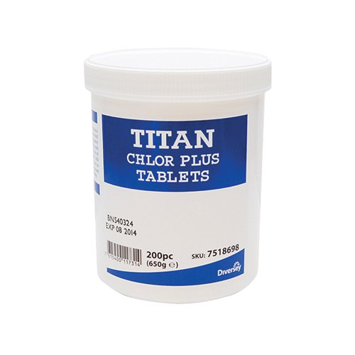 Titan Chlor + Chlorine Tabs (Pack of 200) 7518698 DV11730 Buy online at Office 5Star or contact us Tel 01594 810081 for assistance