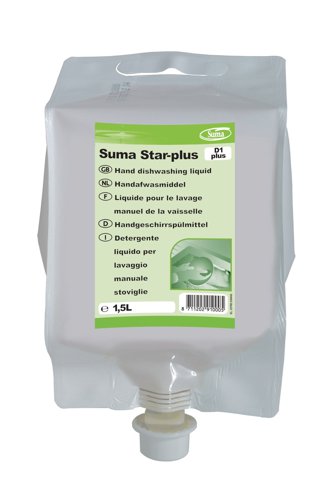 Diversey Suma Star-Plus D1 Dishwashing Liquid 1.5 Litre (Pack of 4) 7010000 DV91000 Buy online at Office 5Star or contact us Tel 01594 810081 for assistance