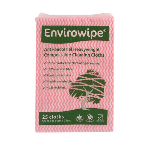 Envirowipe Antibacterial Cleaning Cloths 500x360mm Red (Pack of 25) EWF151