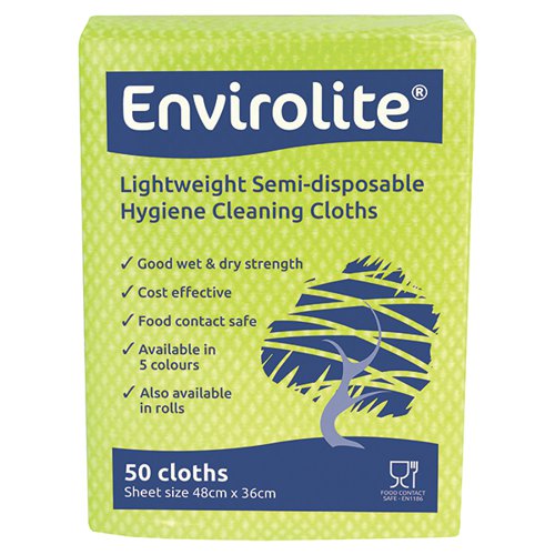 Envirolite Lightweight 480x360mm Yellow All Purpose Cloths (Pack of 50) ELF500 ECO24279 Buy online at Office 5Star or contact us Tel 01594 810081 for assistance
