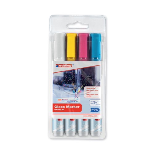 Edding 95 Glass Markers Assorted with White (Pack of 4) 4-95-5-099