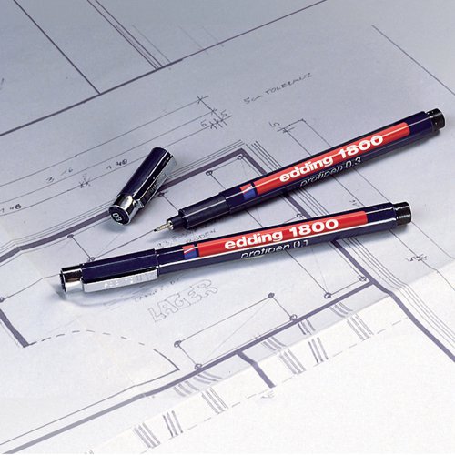 ED180001BK Edding 1800 Profipen Technical Pen Ultra Fine Black (Pack of 10) 1800-0.1-001