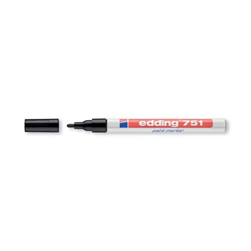This Edding 751 Paint Marker contains vibrant pigment ink, which is low odour, quick drying and water resistant, for bold permanent marking. For use on most surfaces, the ink is also light fast and heat resistant up to 400 degrees Celsius. Great for industrial environments, the marker has a fine bullet tip for a 1.0-2.0mm line width. This pack contains 10 black markers.