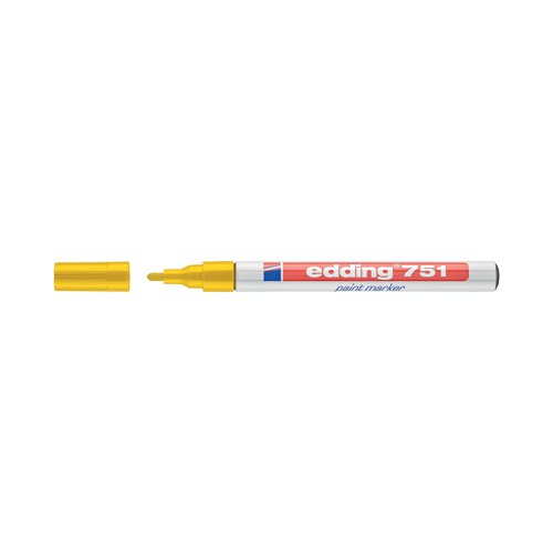 This Edding 751 Paint Marker contains vibrant pigment ink, which is low odour, quick drying and water resistant, for bold permanent marking. For use on most surfaces, the ink is also light fast and heat resistant up to 400 degrees. Great for industrial environments, the marker has a fine bullet tip for a 1.0-2.0mm line width. This pack contains 10 yellow markers.