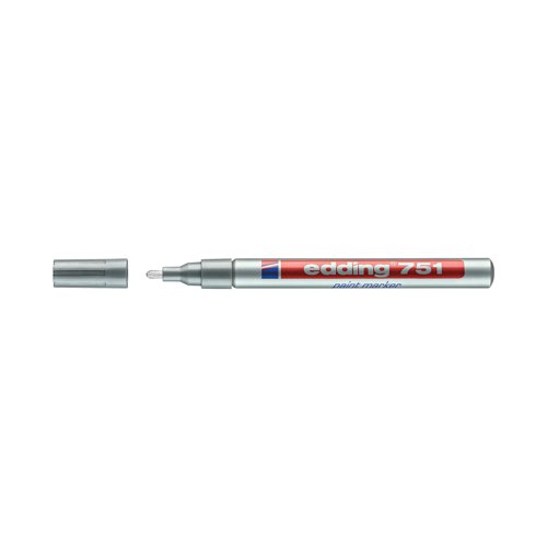 This Edding 751 Paint Marker contains vibrant pigment ink, which is low odour, quick drying and water resistant, for bold permanent marking. For use on most surfaces, the ink is also light fast and heat resistant up to 400 degrees. Great for industrial environments, the marker has a fine bullet tip for a 1.0-2.0mm line width. This pack contains 10 silver markers.